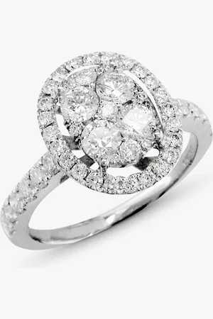 E.W Adams 18ct White Gold Oval Diamond Cluster Ring, N