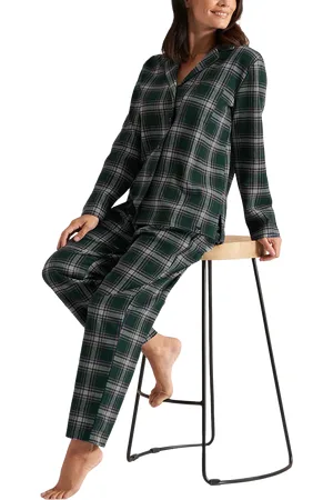 PRETTY YOU Brushed Plaid Check Pyjama Set