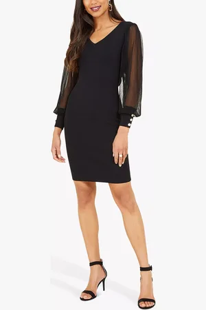 Yumi Chiffon Balloon Sleeves Knitted Bodycon Mini Dress