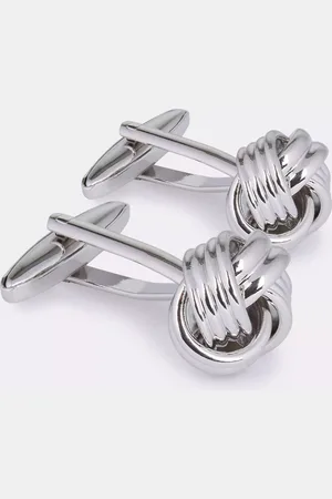 Moss Brass Knot Cufflinks, Silver