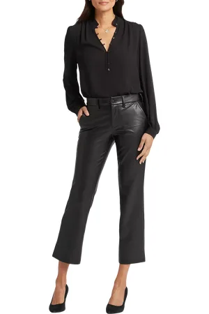 NYDJ Faux Leather Straight Ankle Grazer Trousers