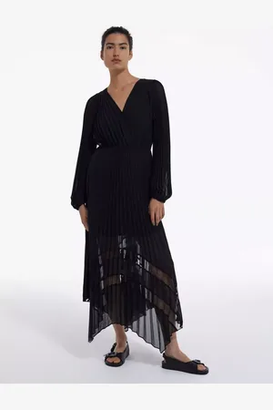 The Kooples Pleated Asymmetric Flared Maxi Dress