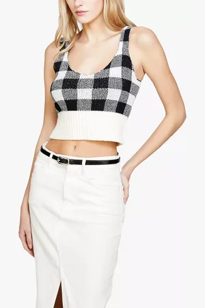 Sisley Vichy Check Print Knitted Crop Top