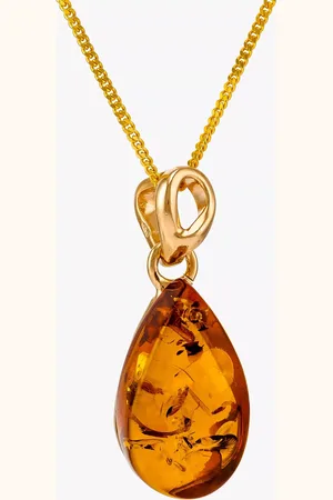 Be-Jewelled Teardrop Amber Pendant Necklace