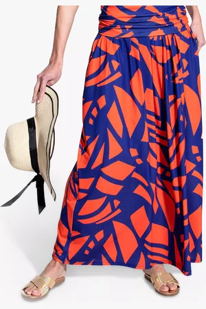 HotSquash Roll Top Abstract Print Maxi Skirt