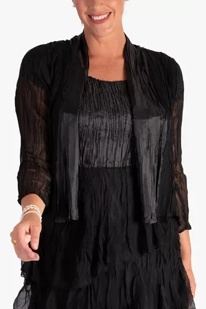 Chesca Crush Pleat Satin & Chiffon Shrug