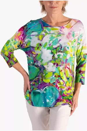 Chesca Spring Flowers Print Batwing Top