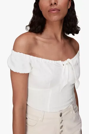 Whistles Off Shoulder Tie Front Linen Top