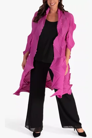 Chesca Fuschia 3-D Pleated Long Shrug