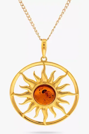 Be-Jewelled Amber Sun Pendant Necklace