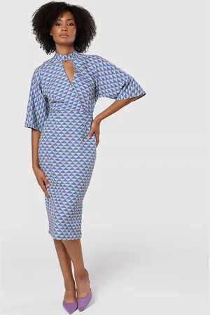 Closet Geometric Print Pencil Midi Dress