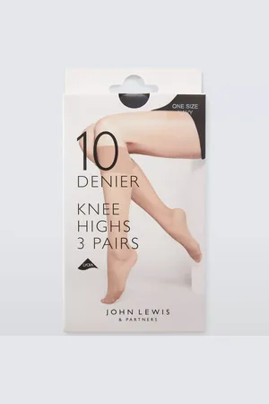 John Lewis 10 Denier Knee-High Tights, Pack of 3