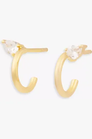 Wanderlust + Co Teardrop Cubic Zirconia Hoop Earrings