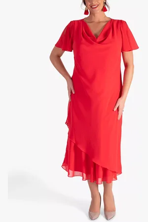 Chesca Double Layer Chiffon Cowl Neckline Dress