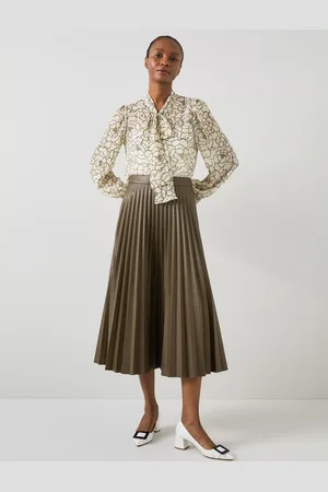 L.K. Bennett Laurie Faux Leather Pleated Skirt