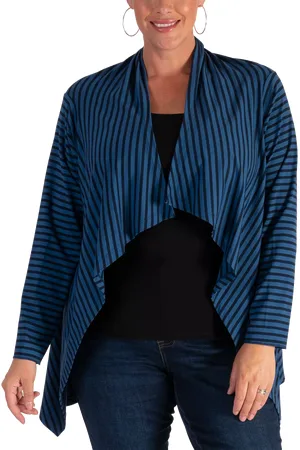 Chesca Stripe Waterfall Neck Shrug
