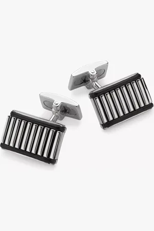 Hoxton Leather Ribbed Rectangular Cufflinks