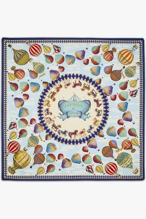 ASPINAL OF LONDON Hot Air Balloon Silk Square Scarf