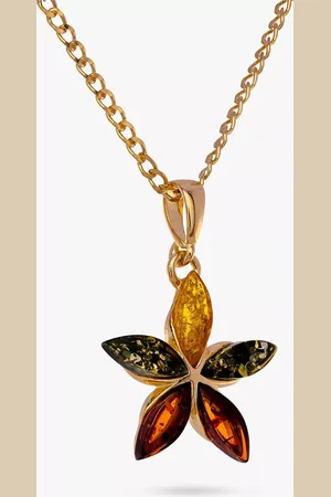 Be-Jewelled Baltic Amber Floral Pendant Necklace