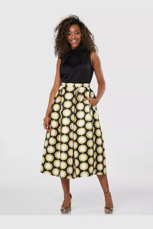 Closet 2-in-1 Full Skirt Print Midi Dress
