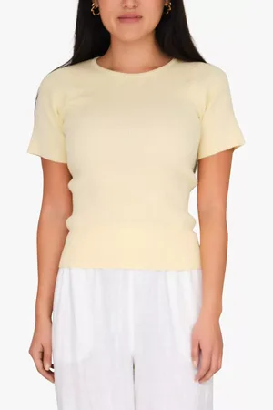A-View Rib Knit Short Sleeve Top