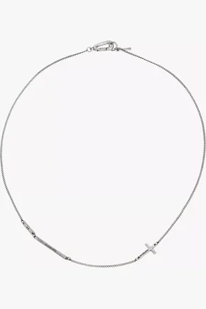 AllSaints Minimal Cross and Bar Curb Chain Station Necklace