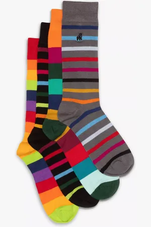 Swole Panda Narrow Stripe Bamboo Socks, Pack of 4