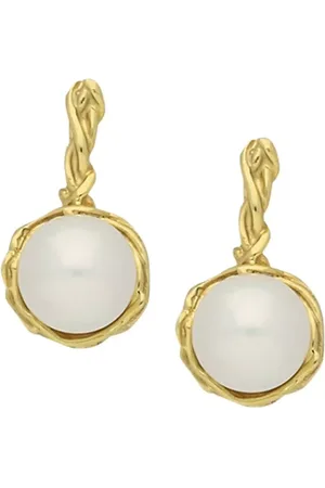 London Road 9ct Burlington Willow Drop Pearl Earrings