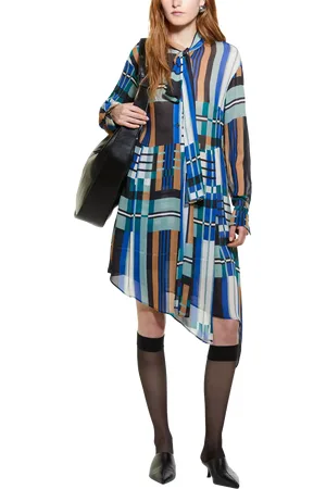 Sisley Asymmetric Print Shirt Dress