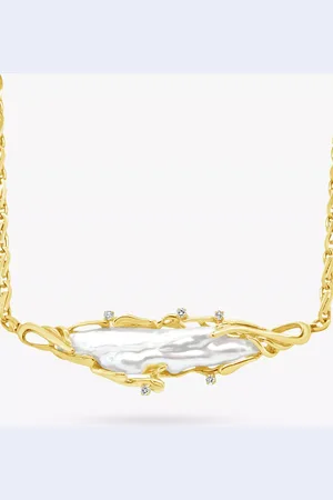 Milton & Humble Jewellery Pre-Loved 14ct Freshwater Pearl & Diamond Statement Necklace