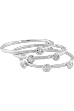 London Road 9ct White Gold Portobello Raindrop Stack Ring, N