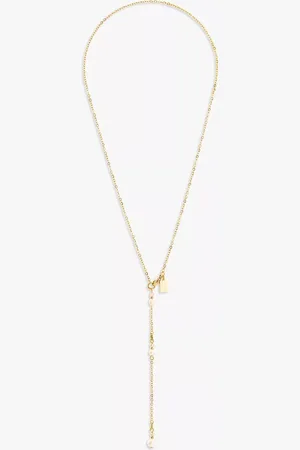 COEUR DE LION Freshwater Pearl Lariat Necklace, Gold