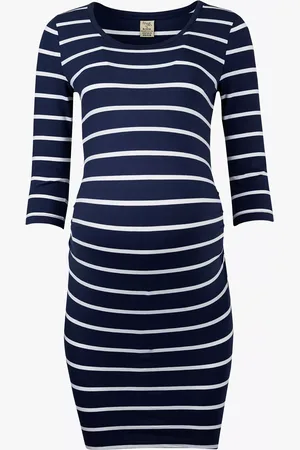 Frugi Erin Breton Stripe Maternity Dress, Indigo