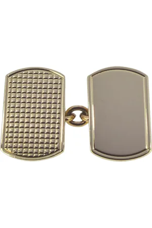 Vintage Fine Jewellery Pre-Loved 9ct Rectangle Cufflinks, Dated Birmingham 1970