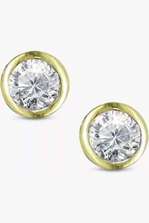 London Road 9ct Gold Portobello Diamond Raindrop Stud Earrings