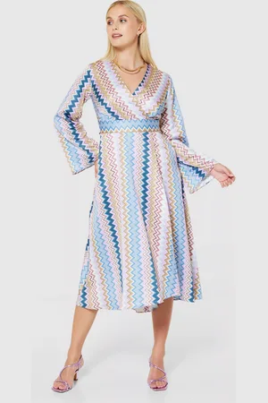 Closet Chevron Print A-Line Midi Dress