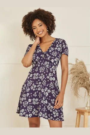 Yumi Floral Print Mini Skater Dress