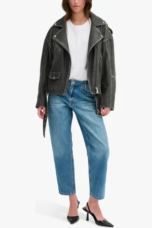 My Essential Wardrobe Gilo Retro Boxy Biker Leather Jacket