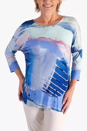 Chesca Butterfly Print Batwing Top