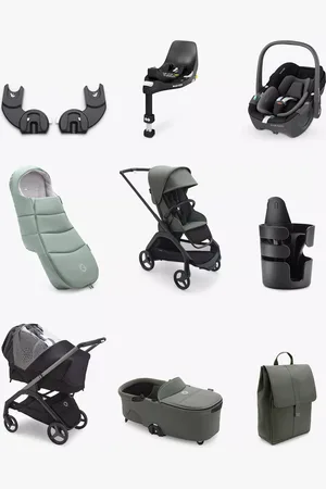 Bugaboo Dragonfly Pushchair, Carrycot & Accessories with Maxi-Cosi Pebble 360 i-Size Car Seat & Base Bundle, Forest Green