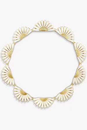 Georg Jensen Half Daisy Enamel Collar Necklace, Gold