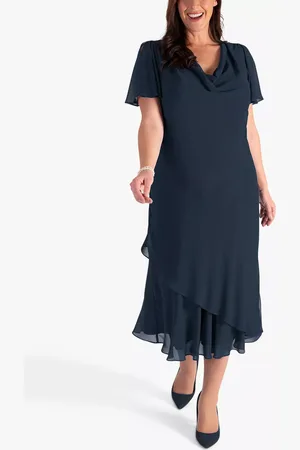 Chesca Double Layer Chiffon Cowl Neckline Dress
