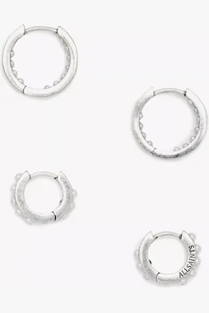 AllSaints Faux Pearl Huggie Hoop Earrings, Pack of 2