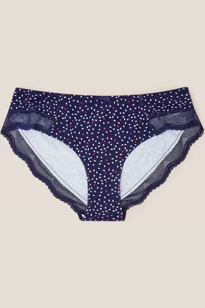 White Stuff Geometric Print Lace Trim Shortie Knickers