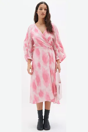 INWEAR Dimitra Cotton Balloon Sleeve Wrap Dress