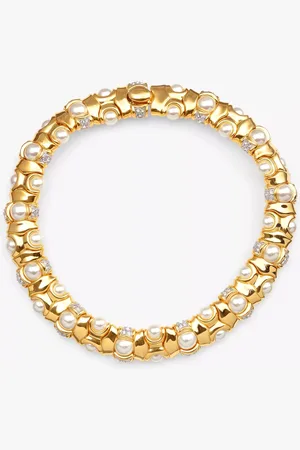 Eclectica Pre-Loved 22ct Plated Faux Pearl & Swarovski Crystal Collar Necklace