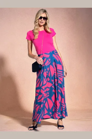 HotSquash Abstract Box Pleat Maxi Skirt