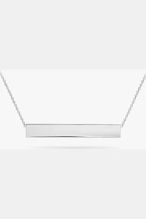 IBB Personalised 9ct White Gold Horizontal Bar Pendant Necklace