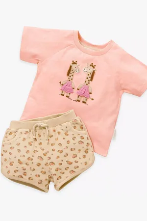 Purebaby Baby Organic Cotton Giraffe Towelling Top & Shorts