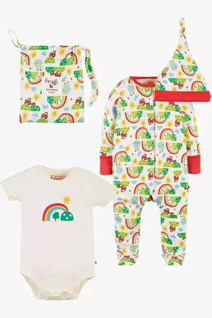 Frugi Baby Organic Cotton Sleepsuit, Bodysuit & Hat Gift Set, Multi
